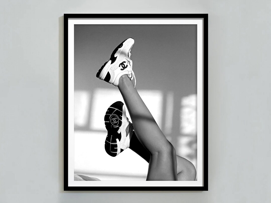 Sneaker Poster, Designer Wall Art, Black and White, Luxury Fashion