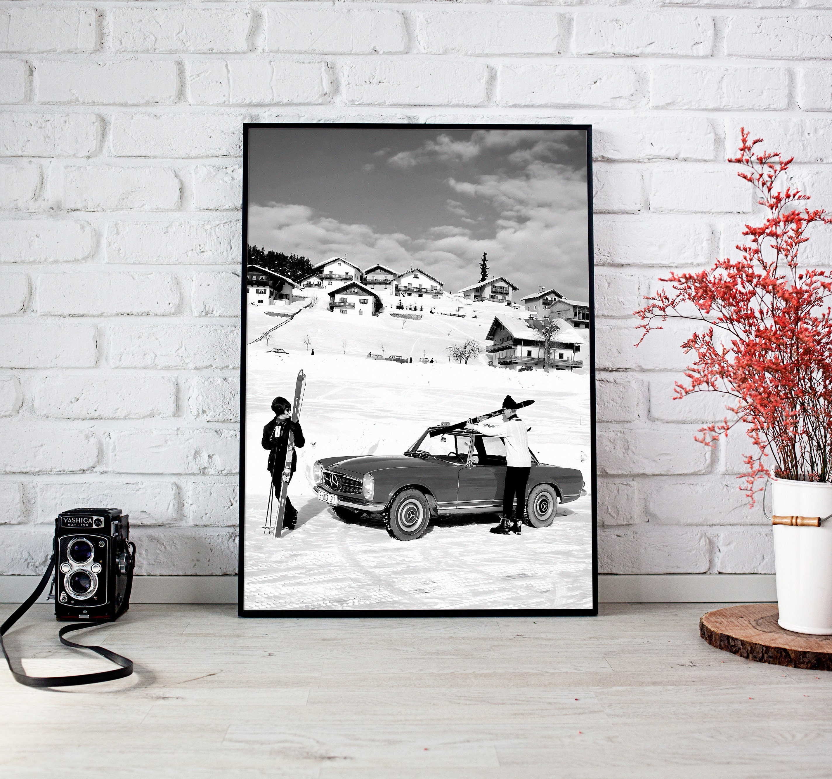 Vintage Apres Ski Poster, Black and White Photo Print (digital Download ...