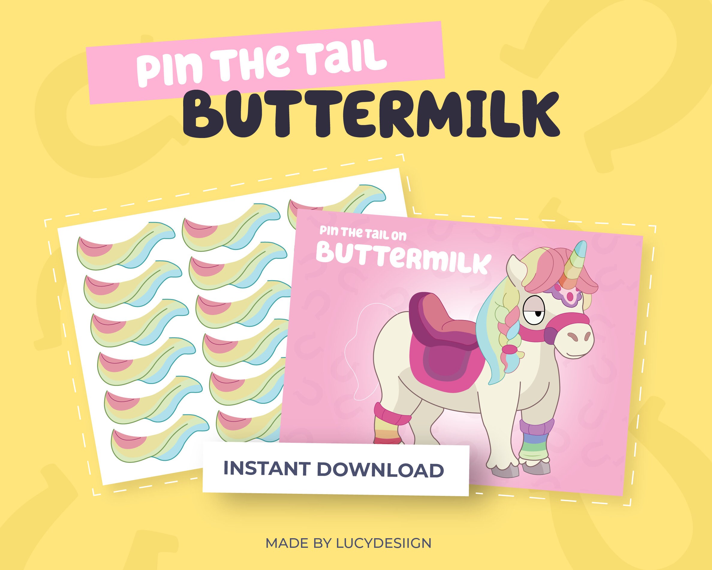 Pin the Tail on Buttermilk Bluey Poster Party Etsy