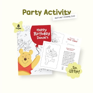 Personalized Winnie the Pooh Birthday Activity Pack: Coloring Pages & Games (PDF Download)