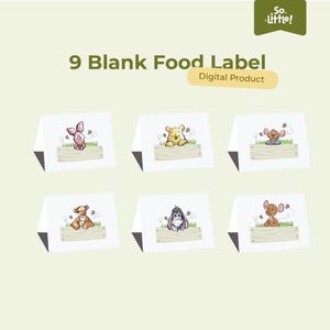 Winnie the Pooh Food Labels, Birthday Party, Baby Shower, Printable, Digital Buffet Tags, Instant Download