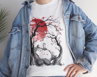 Calligraphie Ghibli Totoro chemise anime | T-shirt d'inspiration japonaise | Studio Ghibli Apparel T-shirt unisexe en coton épais