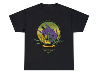 Evangelion Vintage Steamwave Gaming Anime Unisex aus schwerer Baumwolle T-Shirt