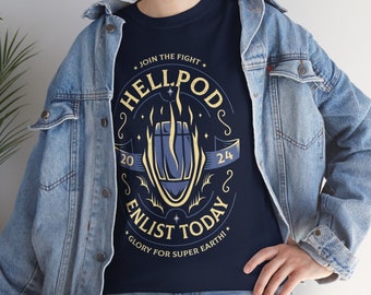 Hellpods s'enrôlent aujourd'hui T-shirt Liber-Tea Helldivers 2 | T-shirt tactique pour joueur | Sci-Fi Gaming Apparel T-shirt unisexe en coton épais