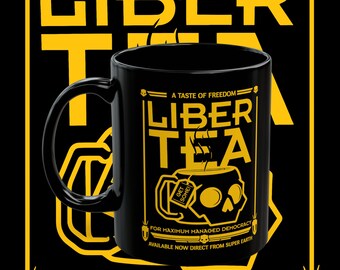 Tasse Helldivers 2 Liber-Tea, tasse matinale de Liber-Tea, tasse noire Helldivers Taste Democracy (11 oz, 15 oz)