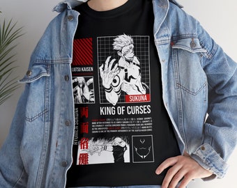 King of Curses, Sukuna, Itadori Yuji: Jujutsu Kaisen Grafik-T-Shirt - Anime, Zauberei, JJk Unisex aus schwerer Baumwolle T-Shirt