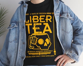 Helldivers 2 Liber-Tea Malevelon Creek gedrehtes Shirt | Taktisches Gamer Tee | Sci-Fi Co-op Shooter Merch Unisex aus schwerer Baumwolle T-Shirt