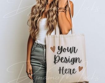 Tote Bag Mockup, Canvas Bag Mockup, Natural Canvas Tote Bag Mockup, Tote Mockup, Shopping Bag Mockup, Model Mockup