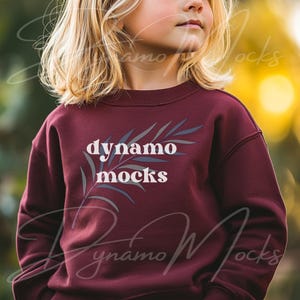 Kids Sweatshirt Mockup, Youth Maroon Gildan 18000b Mockup, Trendy Boho Children, Kids Shirt Mockup