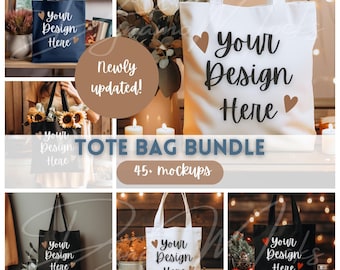Tote Mockup Bundle, Tote Bag Mockup, Canvas Natural White Black Navy Red Totes