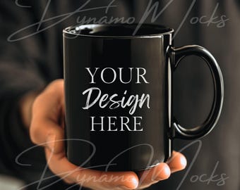 Black Mug Mockup, Coffee Cup Mock, 11oz Black Mug Mocks, Male Mug Mockup, Dad Father Papa, Mug for Men