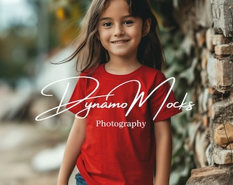 Kids Shirt Mockup, Red Bella Canvas 3001Y Mockup, Youth Red Tshirt Mockup, Bella Canvas Mockup