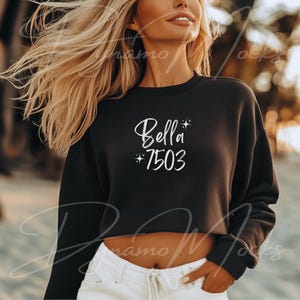 Bella Canvas 7503 Mockup, Black 7503 Mockup, Crop Top Mockup, Black Cropped Crew Fleece, Bella 7503 Cropped Sweatshirt