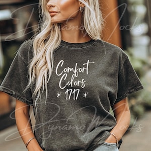Comfort Colors 1717-model, Pepper Comfort-kleurenmodel, 1717-model, Pepper-shirtmodel, C1717 Pepper-model