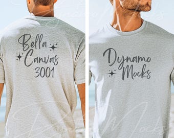 Bella Canvas 3001 Mockup, Ash Front and Back Mockup, Mens Shirt Mockup, Male Tshirt Mocks, Bella Canvas 3001 Back Mockup, Beach Mockup