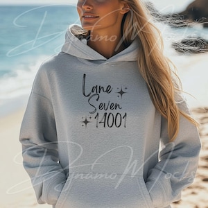Lane Seven 14001 Mockup, Heather Gray Hoodie Mockup, Beach Mockup, LS14001 Mockup, Oversized Sweatshirt Mockup, Heather Gray Lane Seven Mock