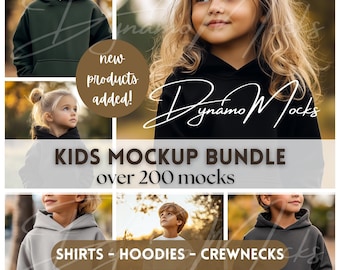 Kids Mockup Bundle, Kids Shirt Mockup, Youth Sweatshirts Crewnecks Hoodie Mockups, Birthday Fall Winter Christmas Mockups
