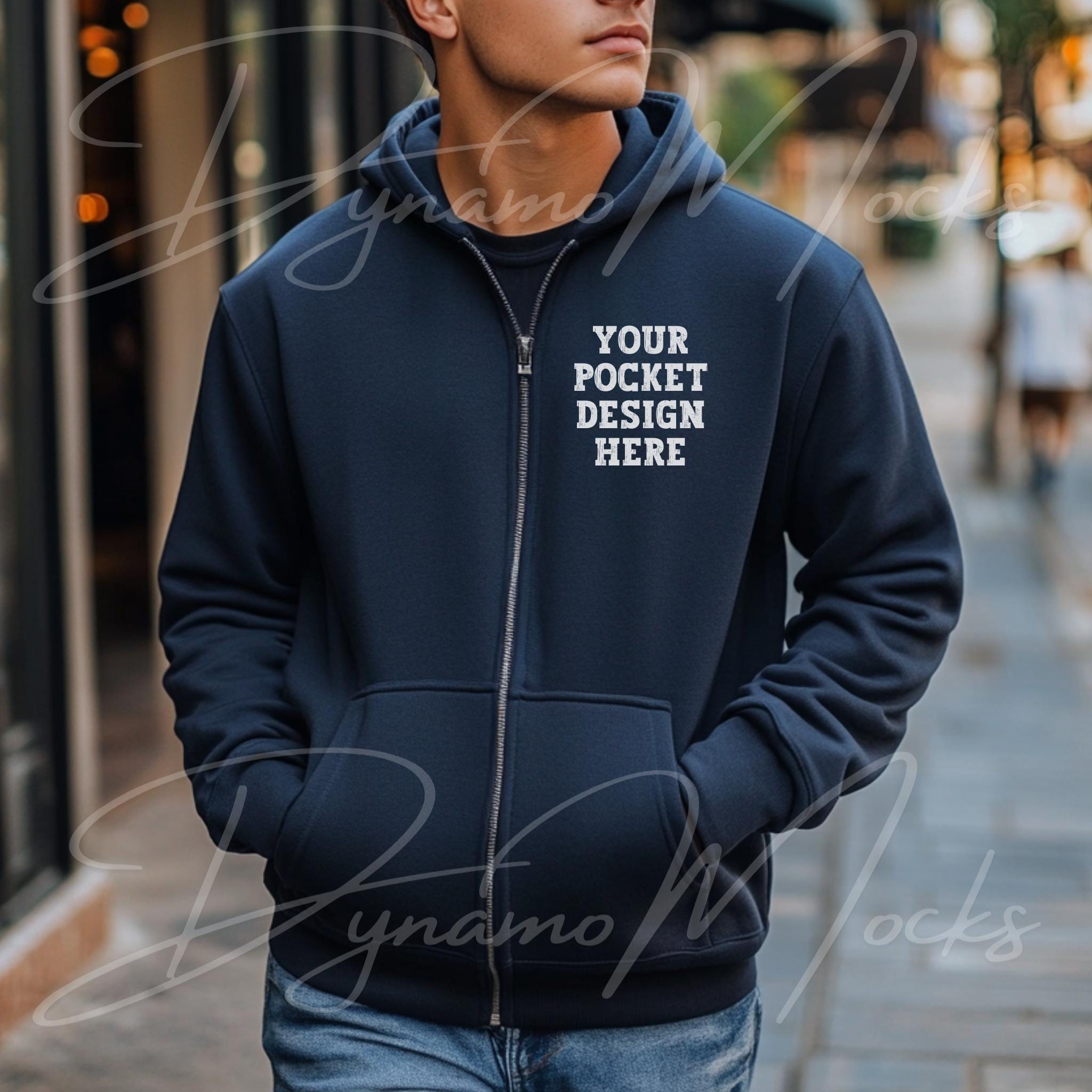 Dark blue zip hoodie hotsell