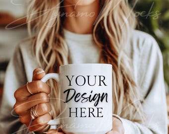 Mug Mockup, 15oz Ceramic White Mug Mockup, Coffee Cup Mockup, Trendy Boho Aesthetic Minimalist, Ceramic Mug Mockup