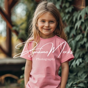 Kids Shirt Mockup, Pink Bella Canvas 3001Y Mockup, Youth Pink Tshirt Mockup, Bella Canvas Mockup