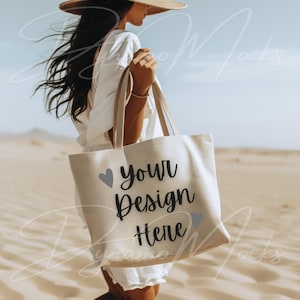 Oversized Weekender Natural Tote Bag Mockup Coastal Cowgirl Natural Canvas Shopping Bag Mockup Natural Tote Bag Mock Ups Canvas Bag Mockup