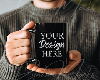 Mug Mockup, 15oz Ceramic Black Mug Mockup, Coffee Cup Mockup, Men Mug Mockup, Ceramic Mug Mockup, Mens Mockups