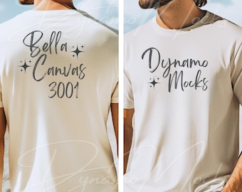 Bella Canvas 3001 Mockup, Natural Front and Back Mockup, Mens Shirt Mockup, Male Tshirt Mocks, Bella Canvas 3001 Back Mockup, Beach Mockup