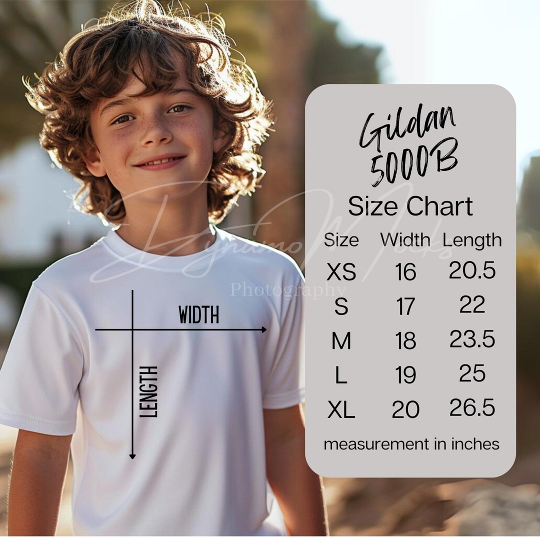 Gildan 5000b Size Chart, Kids Shirt Mockup, Gildan Youth Sizing, Gildan