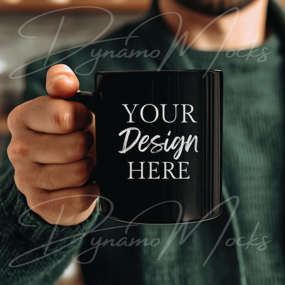 Black Mug Mockup, Coffee Cup Mock, 11oz Black Mug Mocks, Male Mug Mockup, Dad Father Papa, Mug for Men
