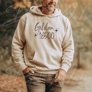 Sand Gildan 18500 Mockup | Sand Hoodie Mockup | Male Sweatshirt Mock Up | Diverse Men | Oversize Trendy Aesthetic