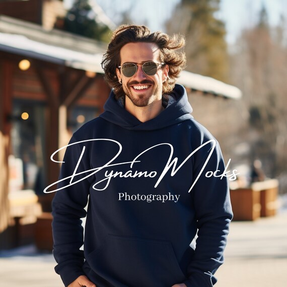 Gildan 18500 Navy Navy Gildan 18500 Mockup Navy Hoodie Mockup Male
