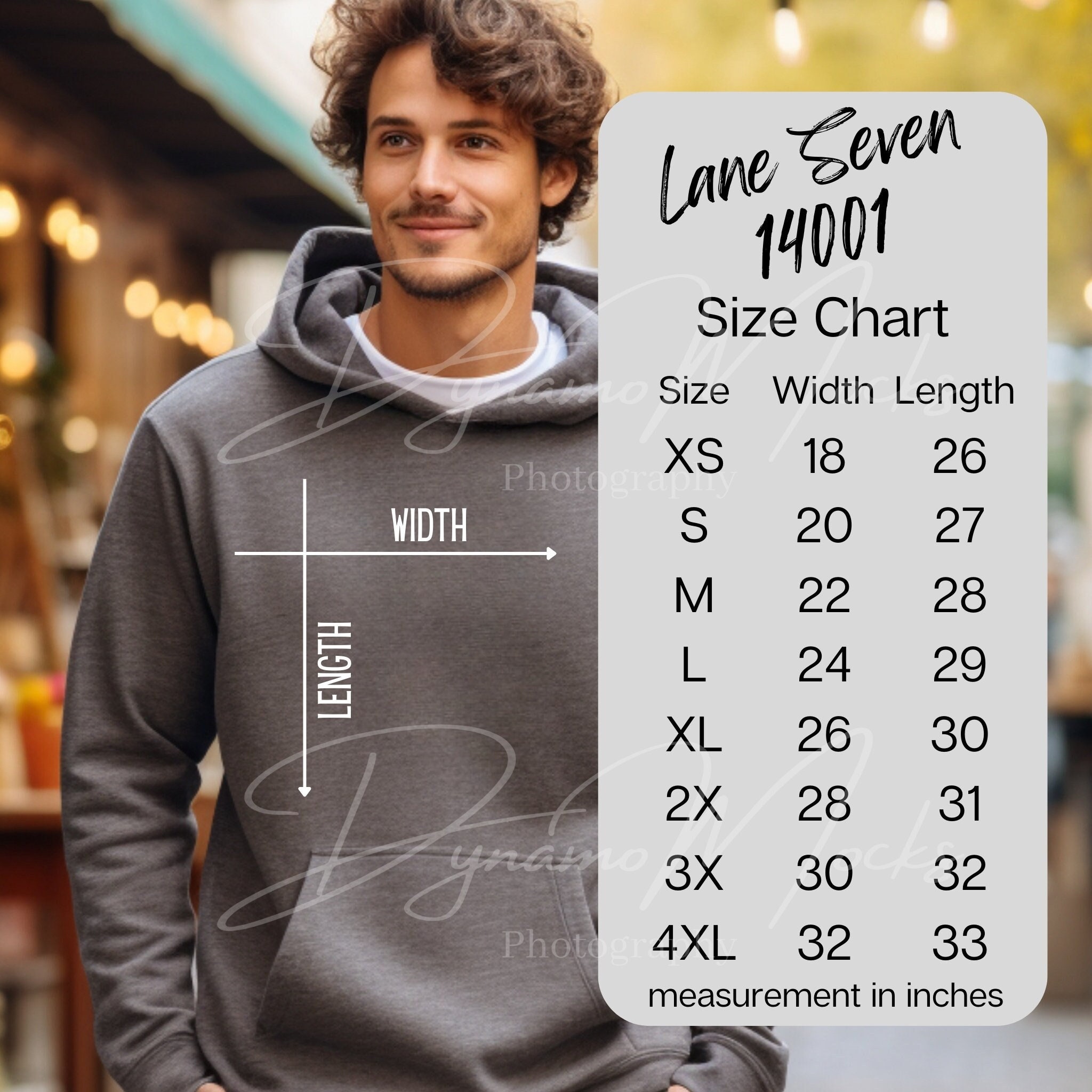 Lane Seven 14001 Size Chart, Gildan Hoodie Size Measurements