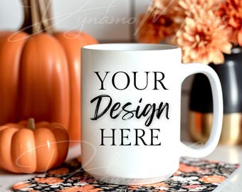 Mug Mockup, 15oz Ceramic White Mug Mockup, Fall Mockup, Fall Mug Mockup, Coffee Cup Mockup, Trendy Boho, Ceramic Mug Mockup