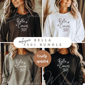 Paquete de maquetas de Bella Canvas, maqueta de Bella Canvas 3501, negro, blanco, oscuro, ceniza, asfalto, atlético, maqueta de camisa de manga larga