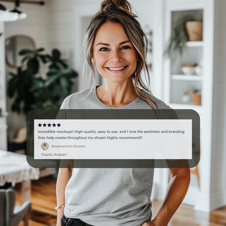 a woman standing in a room with a tweet on her face