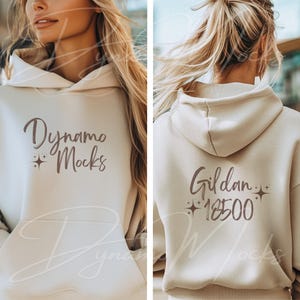 Gildan 18500 Sand Front Back Mockup, Sand Front and Back Hoodie Mockup, Womens Mockups, Sand Gildan 18500 Hoodie Mockup