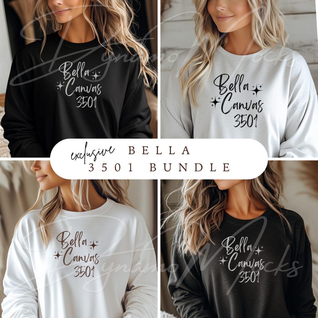Bella Canvas Mockup Bundle, Bella Canvas 3501 Mockup, Black White Dark ...