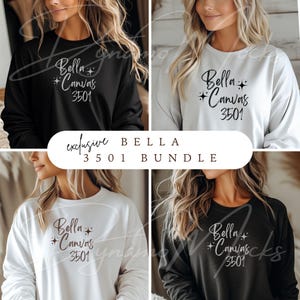 Bella Canvas Mockup Bundle, Bella Canvas 3501 Mockup, Black White Dark Heather Ash Graphite Long Sleeve Shirt Mockup
