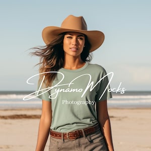 Bay Comfort Colors Mockup | Coastal Cowgirl Mockup | Bay 1717 Tshirt Beach Mock Up | Womens Short Sleeve Shirt Comfort Colors Mock