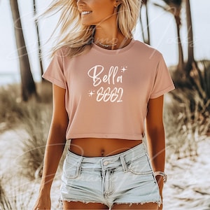 Bella Canvas 8882 Mockup, Mauve Crop Top Mockup, Mauve Cropped Flowy Tee Mock, Pink B8882 Cropped Shirt, Beach Mockup