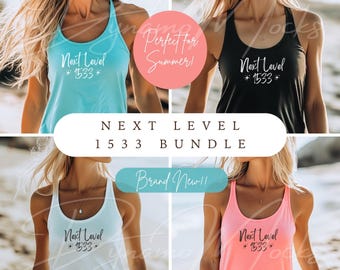 Next Level 1533 Mockup Bundle, Tank Top Mockup Bundle, Beach Mockup, Summer Spring Mockups, Tahiti Blue Black White Heather Gray 1533 Mockup