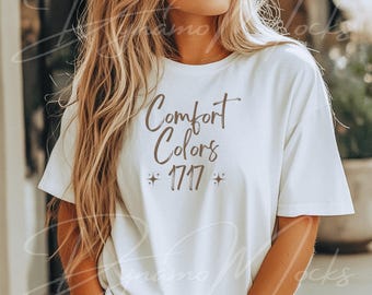 Comfort Colors 1717 Mockup, White Comfort Colors Mockup, 1717 Mockup, White Shirt Mockup, C1717 White Mockup