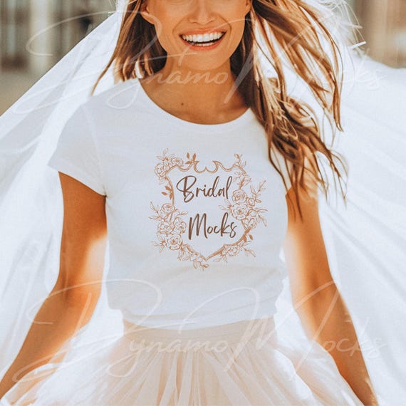 Bachelorette Mockup, White Bella Canvas 3001 Mockup, Trendy Boho Female Model, Wedding Bridal Party Mockup, Bride Shower