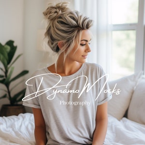 Ash Bella Canvas 3001 Mockup | Boho Moderne Mutter | Lebensstil Mockup | Niedliche Frauen Mocks | Vielfältige Frau