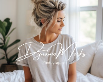 Ash Bella Canvas 3001 Mockup | Boho Modern Mom | Lifestyle Mock up | Cute Women Mocks | Diverse Woman