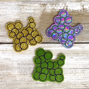 Mardi Gras Bead Dog | Embroidered Feltie | Clip | Bow Add-on | Badge Reel | Patch |