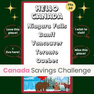 Défi Épargne Voyage au Canada, Défi Épargne Vacances, Budget voyage au Canada, Défi Épargne Voyage, Fonds de Vacances Canada, Convient à un classeur A6