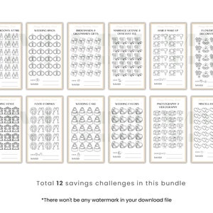 12 savings challenges included in this wedding fund bundle
