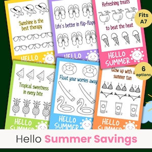 Tiny Savings Challenge, Hello Summer Savings Challenge, Mini Savings Challenge, Beach Vacation, Low Budget, Cute Summer Budgeting, Fits A7