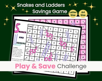 Jogo de Desafio de Poupança de Cobras e Escadas Lance os Dados Desafio de Poupança Desafio de Poupança Divertido